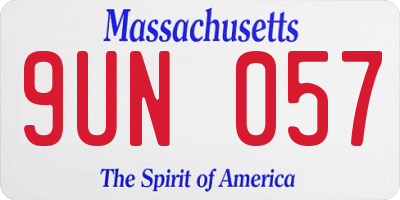 MA license plate 9UN057