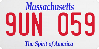 MA license plate 9UN059