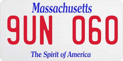 MA license plate 9UN060