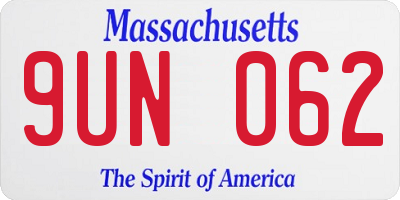 MA license plate 9UN062