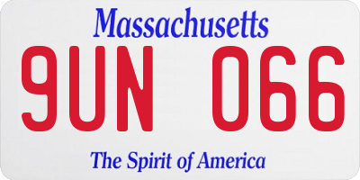MA license plate 9UN066