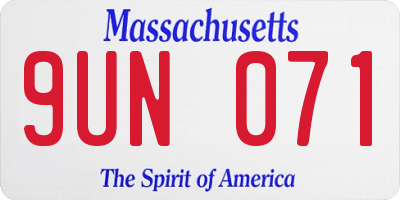 MA license plate 9UN071