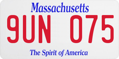 MA license plate 9UN075