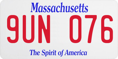 MA license plate 9UN076