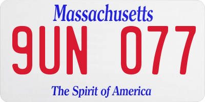 MA license plate 9UN077