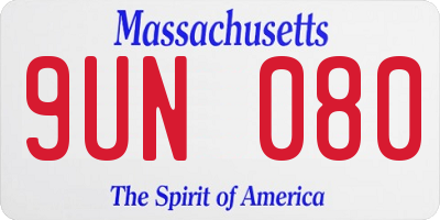 MA license plate 9UN080