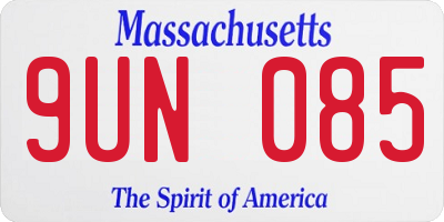 MA license plate 9UN085