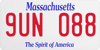 MA license plate 9UN088