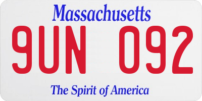 MA license plate 9UN092