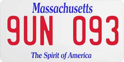 MA license plate 9UN093