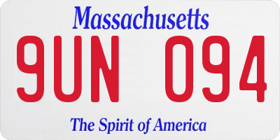 MA license plate 9UN094