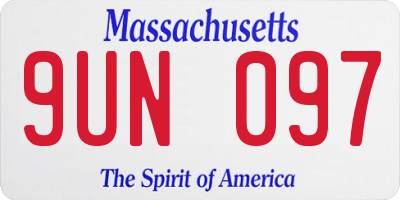 MA license plate 9UN097