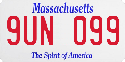 MA license plate 9UN099