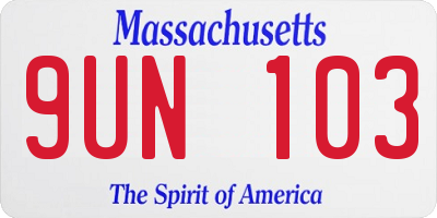 MA license plate 9UN103