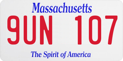 MA license plate 9UN107