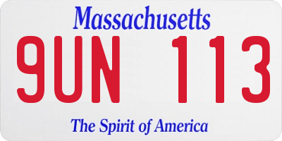 MA license plate 9UN113