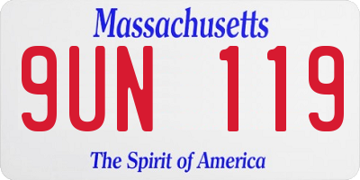 MA license plate 9UN119