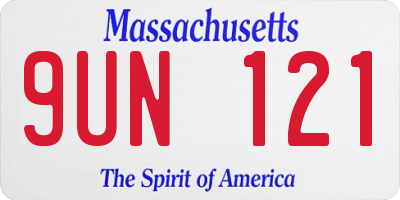 MA license plate 9UN121