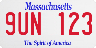 MA license plate 9UN123