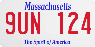 MA license plate 9UN124