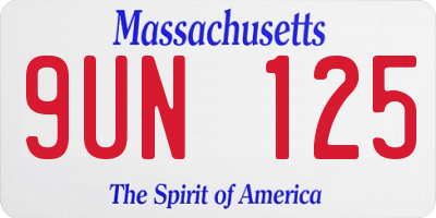MA license plate 9UN125