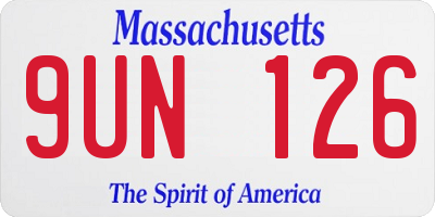 MA license plate 9UN126
