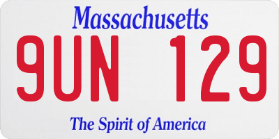 MA license plate 9UN129