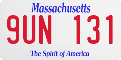 MA license plate 9UN131