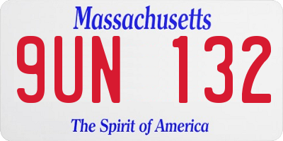 MA license plate 9UN132