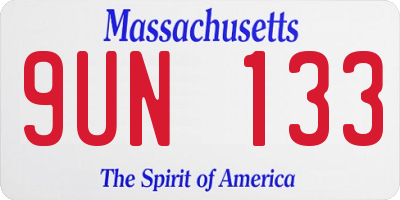 MA license plate 9UN133
