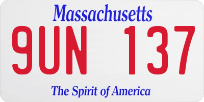 MA license plate 9UN137