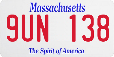 MA license plate 9UN138