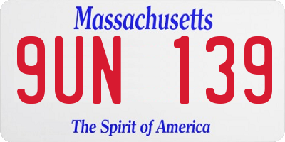 MA license plate 9UN139
