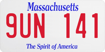 MA license plate 9UN141