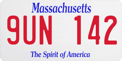 MA license plate 9UN142