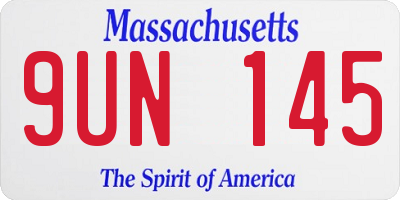 MA license plate 9UN145