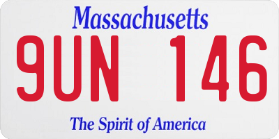 MA license plate 9UN146