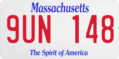 MA license plate 9UN148