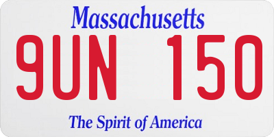 MA license plate 9UN150