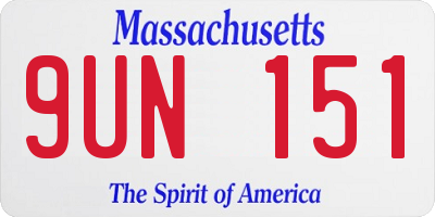 MA license plate 9UN151