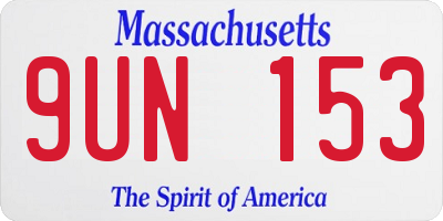 MA license plate 9UN153