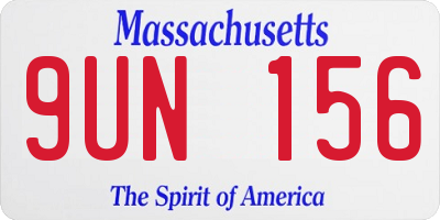 MA license plate 9UN156