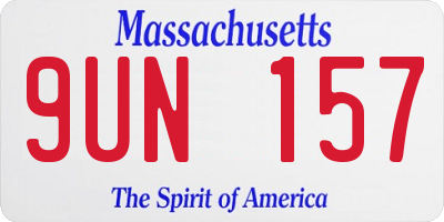 MA license plate 9UN157