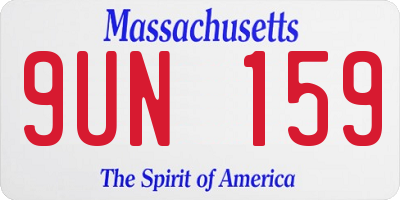 MA license plate 9UN159