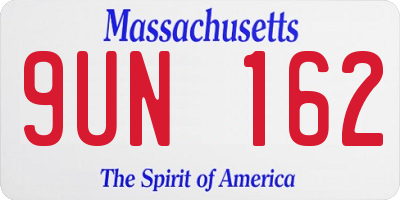 MA license plate 9UN162