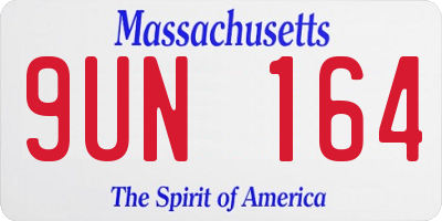 MA license plate 9UN164