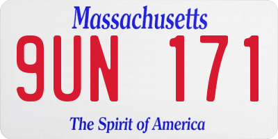 MA license plate 9UN171