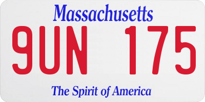 MA license plate 9UN175