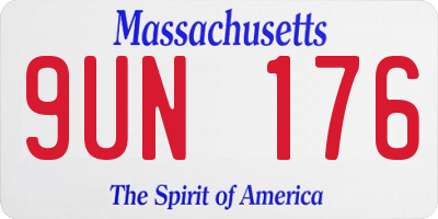 MA license plate 9UN176