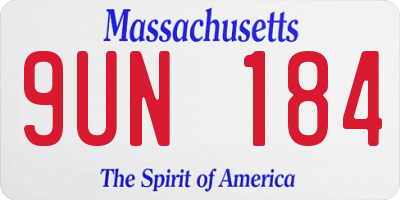 MA license plate 9UN184